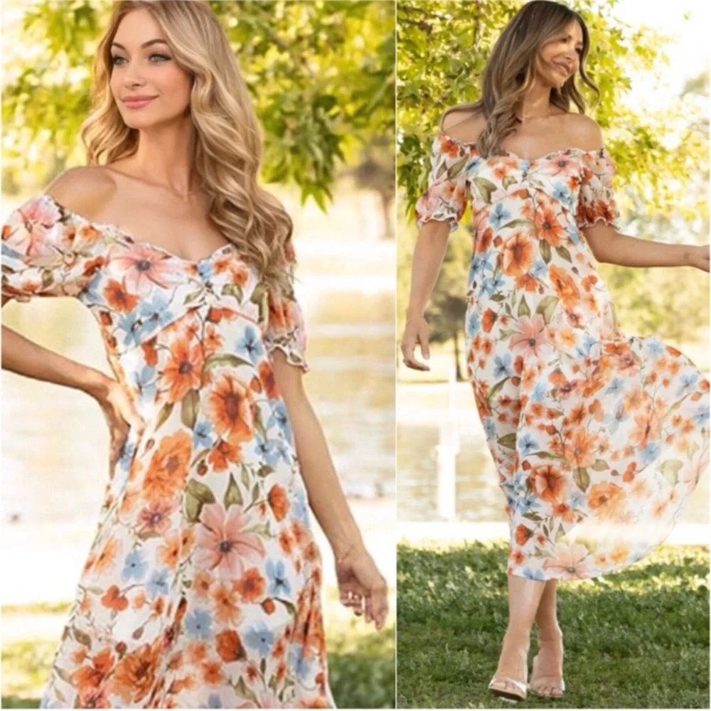 Beautiful empire waist spring summer floral maxi dress - Picture 1 of 5